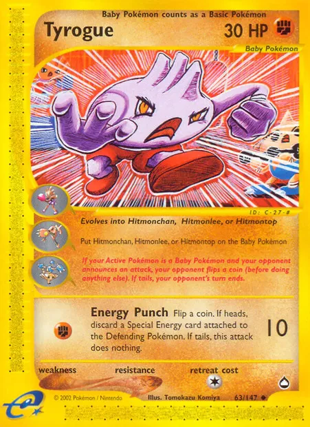 Tyrogue, Pokémon card AQ 63 — Aquapolis set