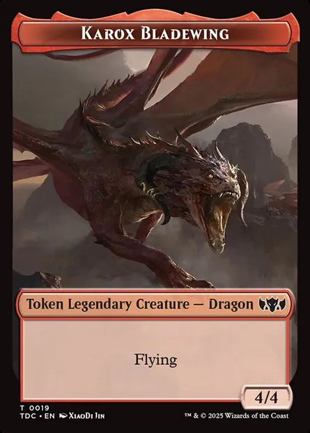 Karox Bladewing, carte Magic TTDC 19 — extension Tarkir: Dragonstorm Commander Tokens