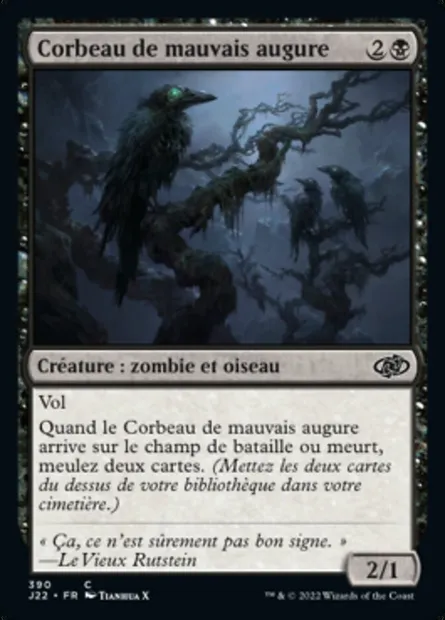 Corbeau de mauvais augure, carte Magic J22 390 — extension Jumpstart 2022