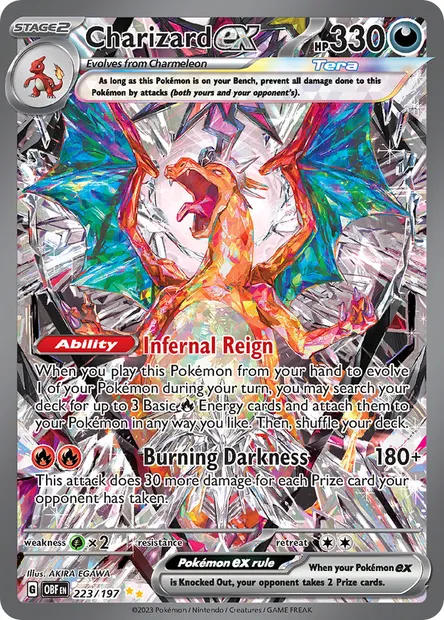 Charizard ex, Pokémon card OBF 223 — Obsidian Flames set