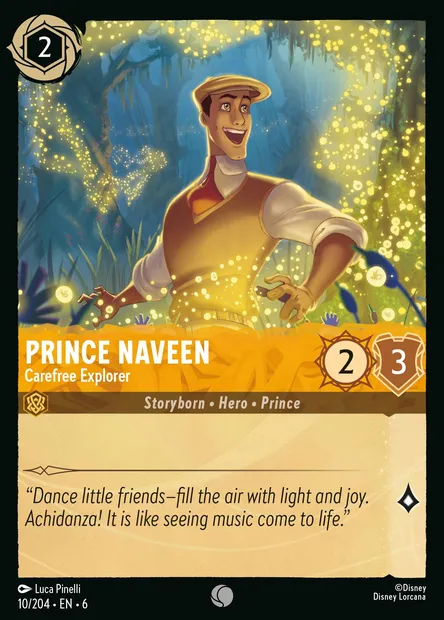 Prince Naveen - Carefree Explorer, Disney Lorcana card CH6-010 — Azurite Sea set