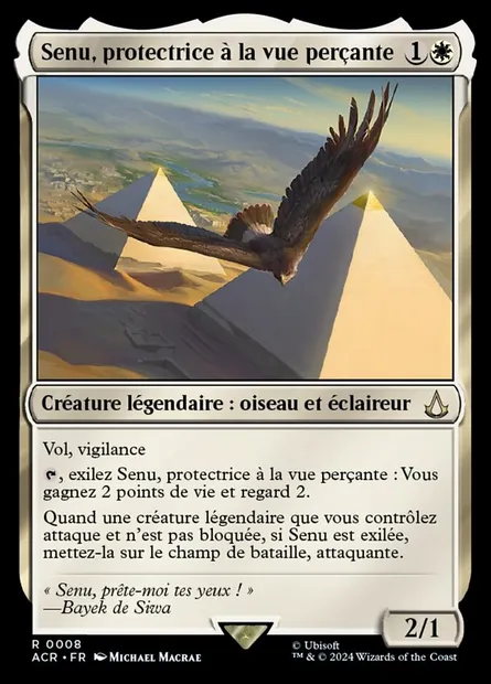 Senu, protectrice à la vue perçante, carte Magic ACR 8 — extension Assassin's Creed