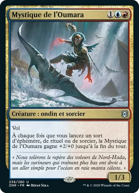 Mystique de l'Oumara, carte Magic ZNR 238 — extension Renaissance de Zendikar