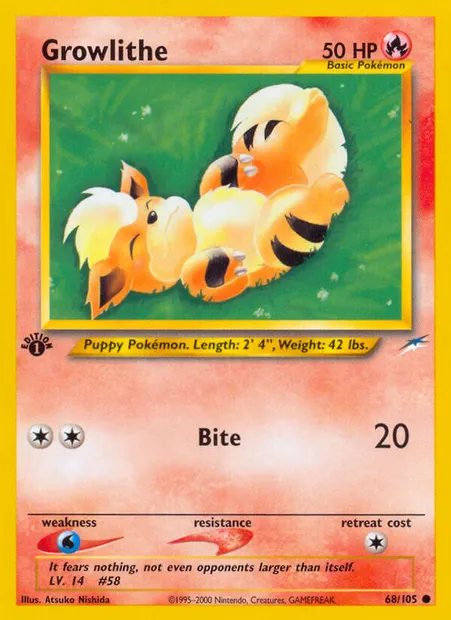 Growlithe, Pokémon card NDE 68 — Neo Destiny set