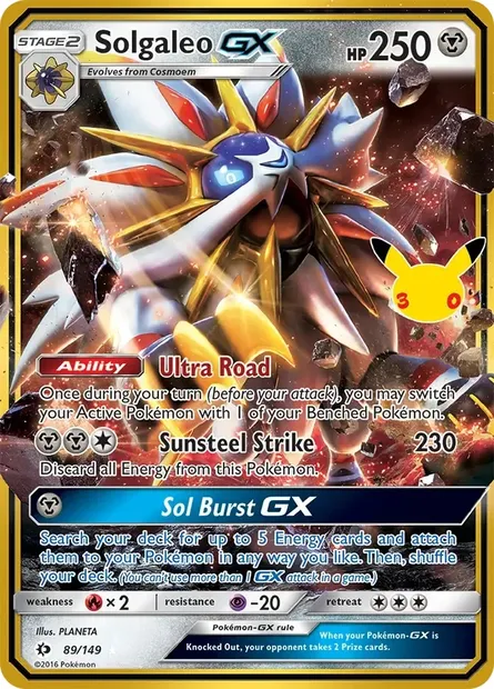 Solgaleo GX, Pokémon card 30C CC017 — 30th Celebration set