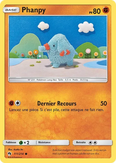 Phanpy, carte Pokémon LOT 111 — extension Tonnerre Perdu