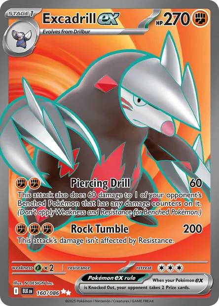 Excadrill ex, Pokémon card BLK 160 — Black Bolt set