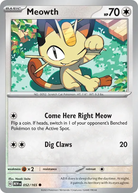 Meowth, Pokémon card MEW 052 — 151 set