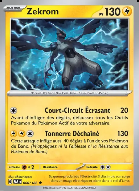 Zekrom, carte Pokémon PAR 066 — extension Faille Paradoxe