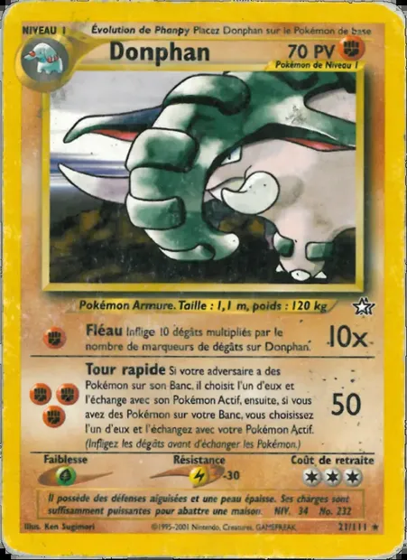 Donphan, carte Pokémon NG 21 — extension Neo Genesis