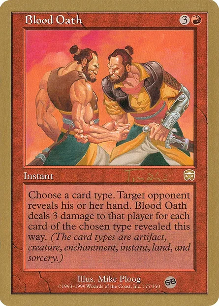 Serment du sang, carte Magic WC01 jt177sb — extension World Championship Decks 2001