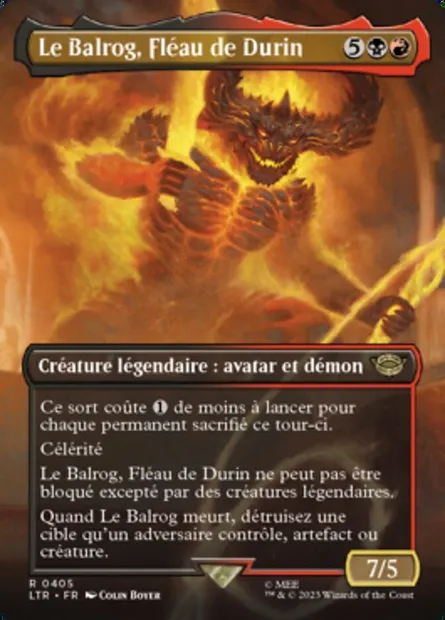 Le Balrog, Fléau de Durin, carte Magic LTR 405 — extension Le Seigneur des Anneaux : chroniques de la Terre du Milieu