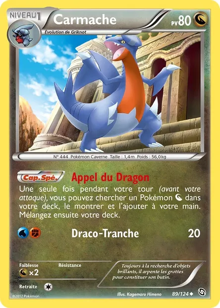 Carmache, carte Pokémon DRX 89 — extension Dragons Éxaltés