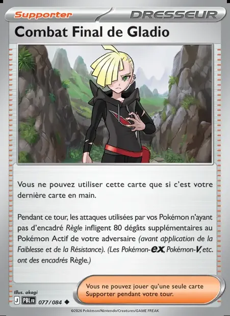 Combat Final de Gladio, carte Pokémon PBL 077 — extension Nuit Noire