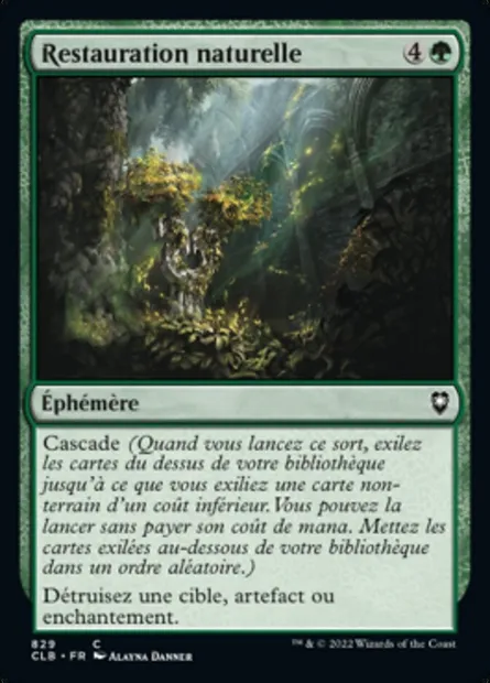 Restauration naturelle, carte Magic CLB 829 — extension Commander Légendes : la bataille de la Porte de Baldur