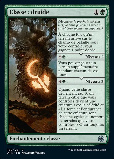 Classe : druide, carte Magic AFR 180 — extension Forgotten Realms: Aventures dans les Royaumes Oubliés