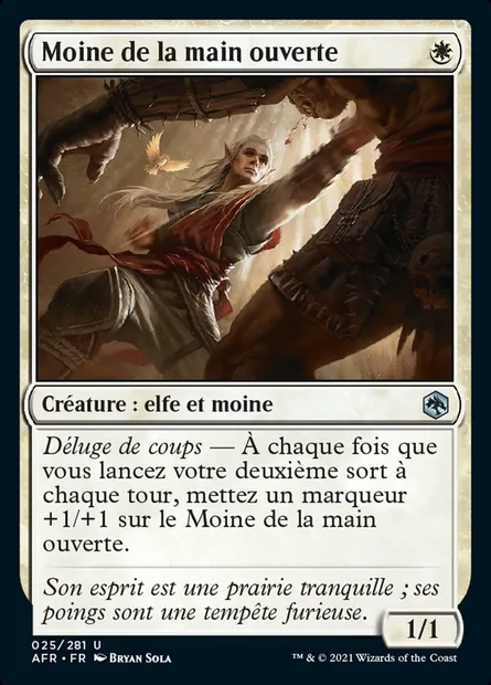 Moine de la main ouverte, carte Magic AFR 25 — extension Forgotten Realms: Aventures dans les Royaumes Oubliés