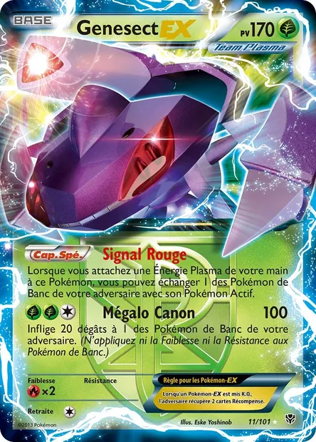 Genesect EX, carte Pokémon PLB 11 — extension Explosion Plasma