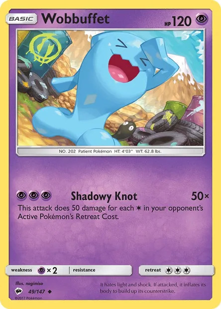 Wobbuffet, Pokémon card BUS 49 — Burning Shadows set