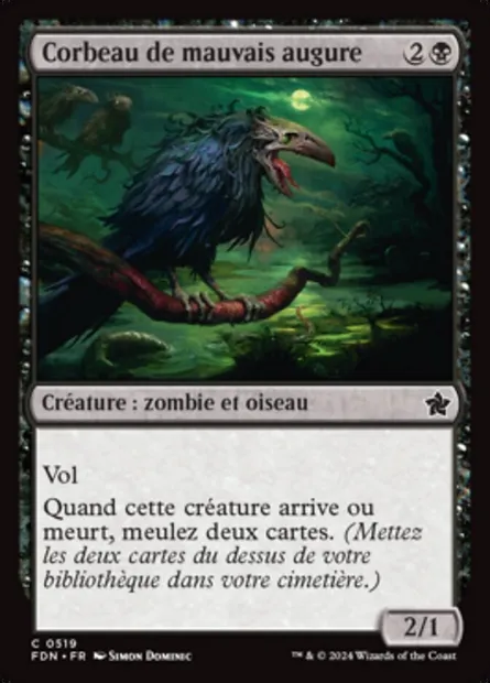 Corbeau de mauvais augure, carte Magic FDN 519 — extension Foundations