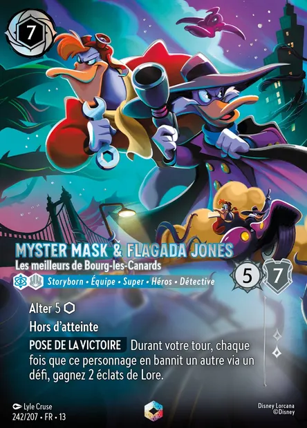 Myster Mask & Flagada Jones - Les meilleurs de Bourg-les-Canards, carte Disney Lorcana CH13-242 — extension Invasion Epineuse!