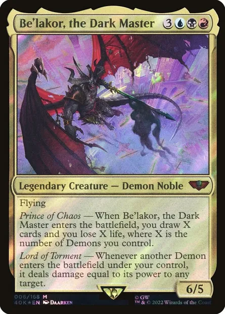 Be'lakor, the Dark Master, Magic card 40K 6 — Warhammer 40,000 Commander set
