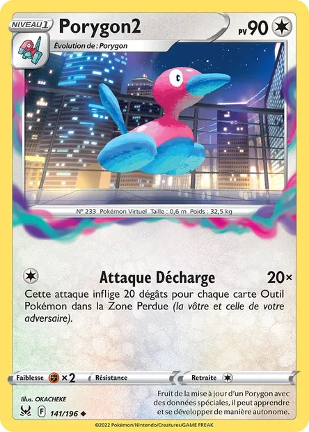 Porygon2, carte Pokémon LOR 141 — extension Origine Perdue