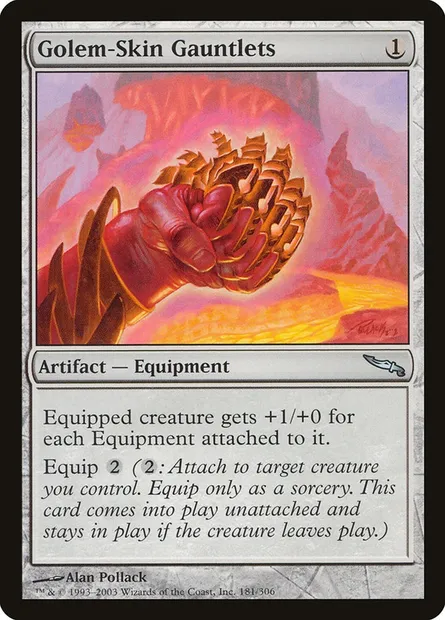Golem-Skin Gauntlets, Magic card MRD 181 — Mirrodin set