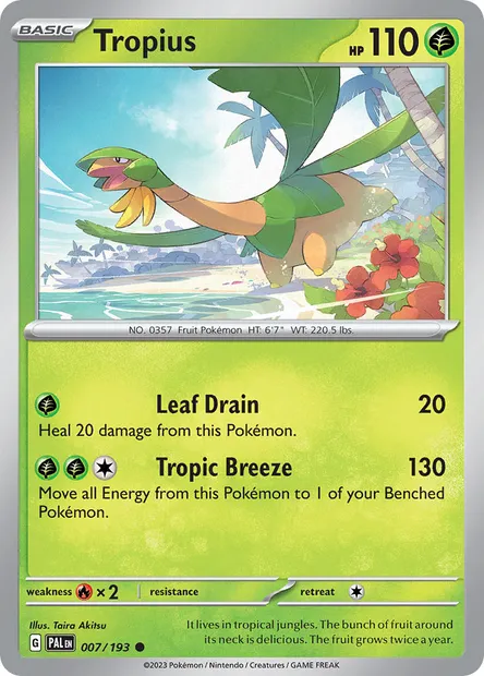 Tropius, Pokémon card PAL 007 — Paldea Evolved set