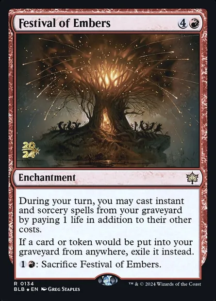 Festival des Braises, carte Magic PBLB 134s — extension Bloomburrow Promos