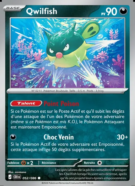 Qwilfish, carte Pokémon CRI 052 — extension Chaos Ascendant