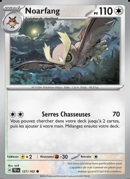 Noarfang, carte Pokémon TEF 127 — extension Forces Temporelles