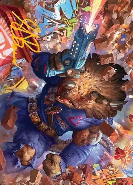 Zog, Triceraton Castaway // Zog, Triceraton Castaway, Magic card ATMT 12 — Teenage Mutant Ninja Turtles Art Series set