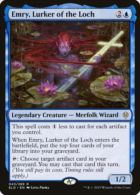 Emry, Lurker of the Loch, Magic card ELD 43 — Throne of Eldraine set