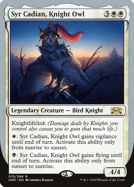 Syr Cadian, Knight Owl, Magic card UND 15 — Unsanctioned set