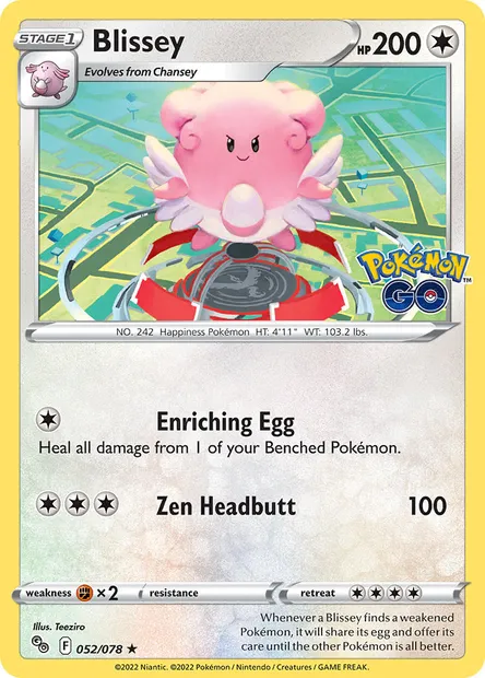 Blissey, Pokémon card PGO 052 — Pokémon GO set