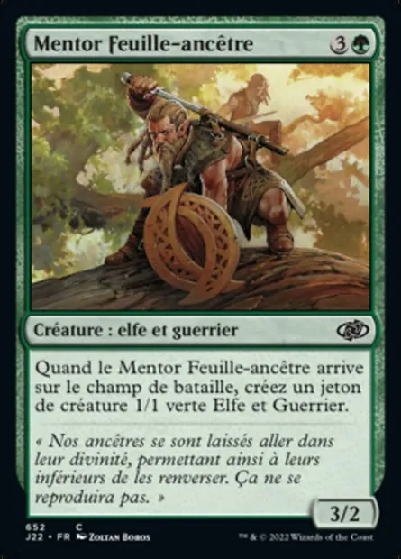 Mentor Feuille-ancêtre, carte Magic J22 652 — extension Jumpstart 2022