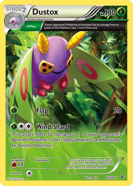 Dustox, Pokémon card ROS 8 — Roaring Skies set