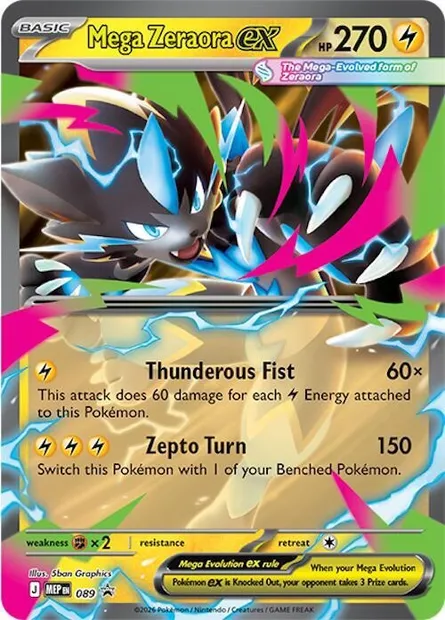 Méga-Zeraora-ex, carte Pokémon MEP 089 — extension MEP Black Star Promos