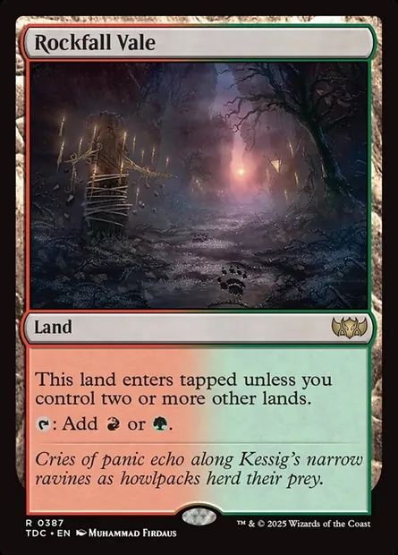 Rockfall Vale, Magic card TDC 387 — Tarkir: Dragonstorm Commander set