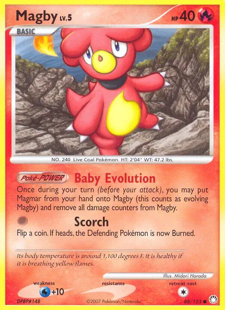 Magby, carte Pokémon MT 88 — extension Trésors Mystérieux