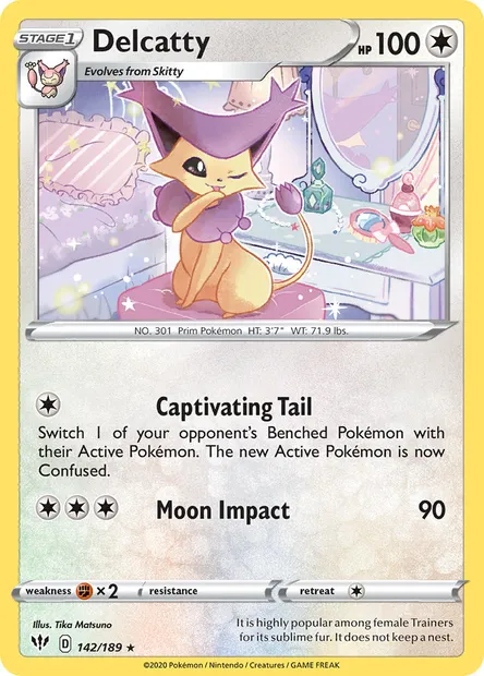Delcatty, Pokémon card DAA 142 — Darkness Ablaze set