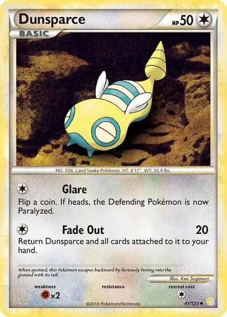 Dunsparce, Pokémon card HS 41 — HeartGold SoulSilver set