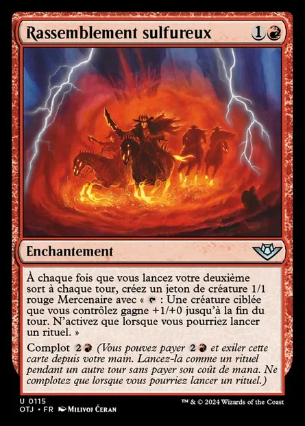 Rassemblement sulfureux, carte Magic OTJ 115 — extension Outlaws of Thunder Junction
