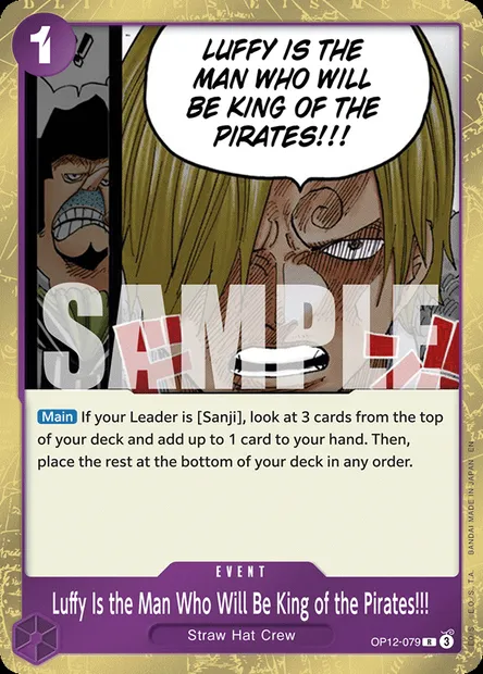 Luffy Is the Man Who Will Be King of the Pirates!!!, One Piece card OP12-079 — LEGACY OF THE MASTER set