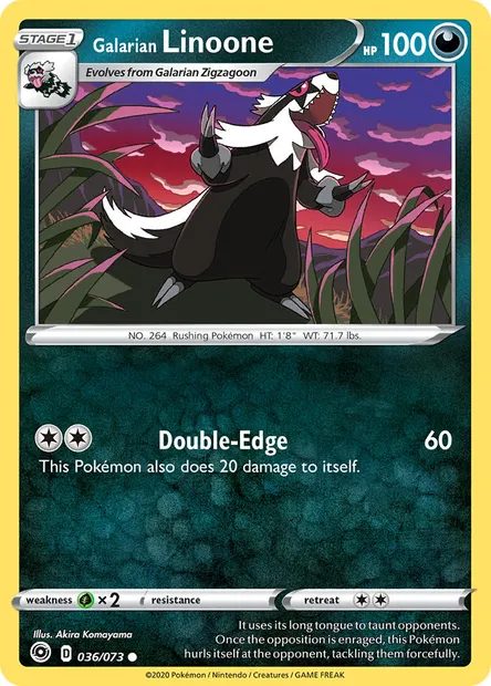 Galarian Linoone, Pokémon card CPA 36 — Champion's Path set