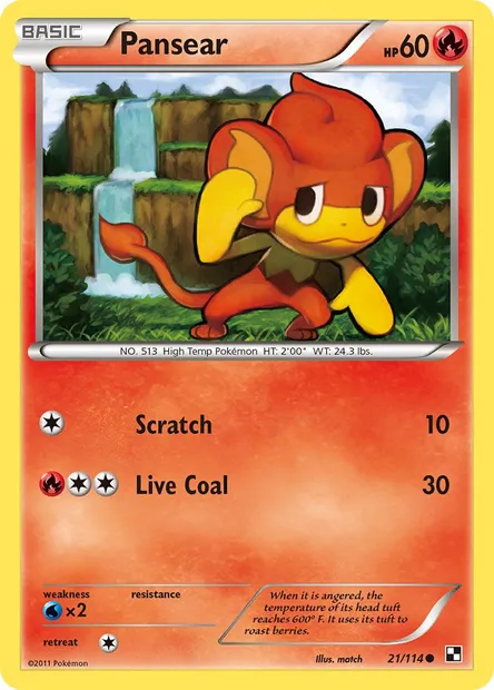 Pansear, Pokémon card BLW 21 — Black & White set