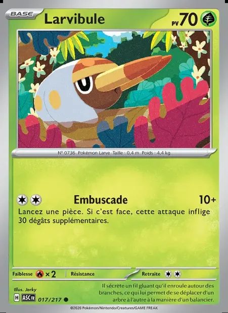 Larvibule, carte Pokémon ASC 017 — extension Héros Transcendants