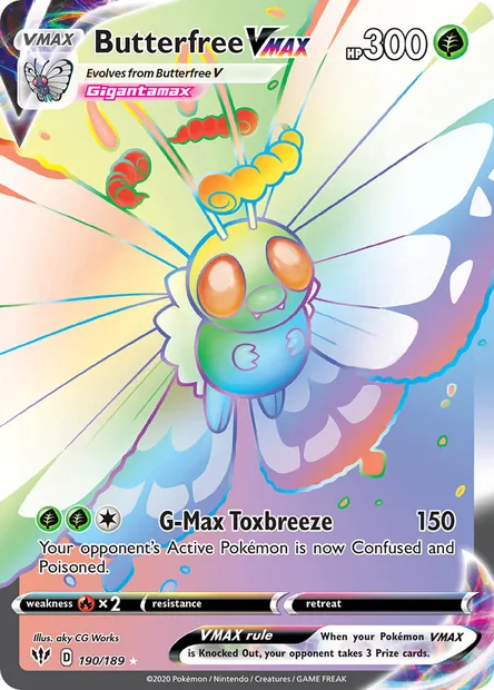 Butterfree VMAX, Pokémon card DAA 190 — Darkness Ablaze set