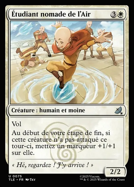 Étudiant nomade de l'Air, carte Magic TLE 75 — extension Avatar: The Last Airbender Eternal